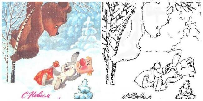 Раскраска новый год советские открытки