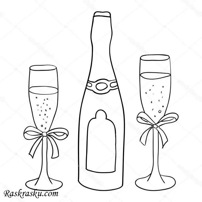 Бутылка шампанского раскраска