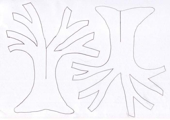 Трафарет объемного дерева