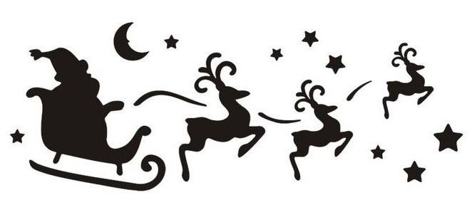 Трафареты на окна сани с оленями
