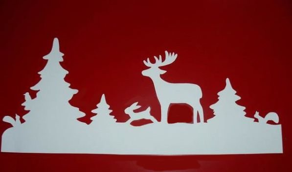 Трафарет на подоконник на новый год