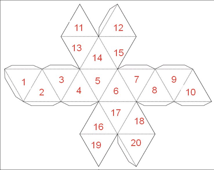 Икосаэдр развертка для склеивания