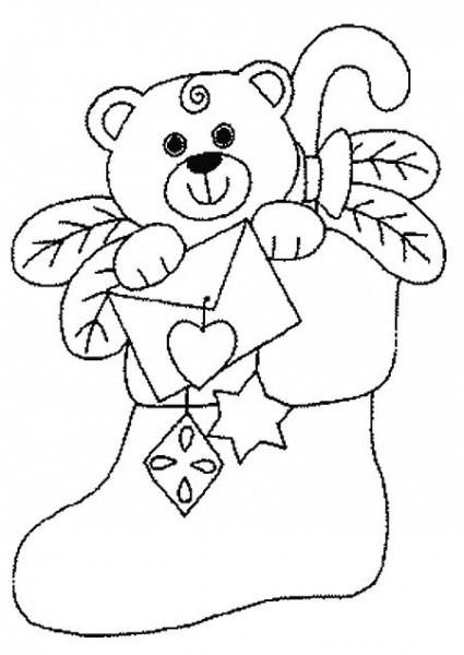Раскраска новый год мишка