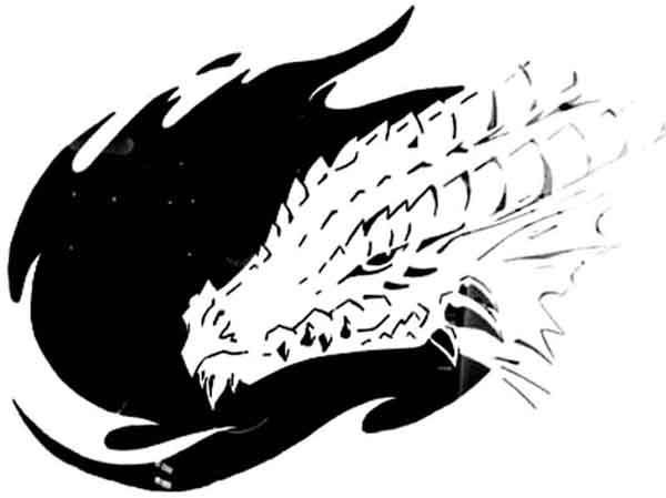 Дракон чёрно белый рисунок