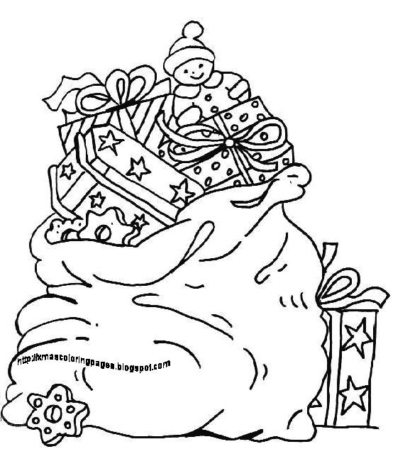 Мешок с подарками раскраска для детей