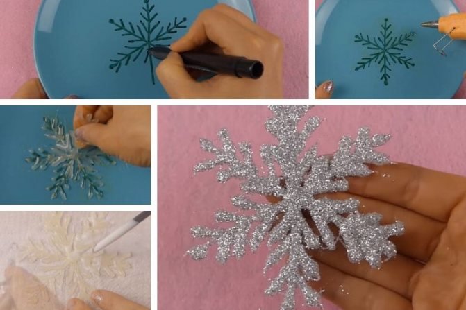Объемные снежинки из термоклея