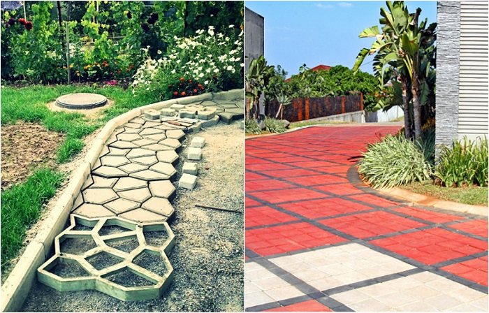 Цветные бетонные дорожки