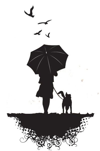 Силуэт женщины с зонтом