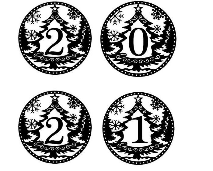 Новогодние цифры для вырезания