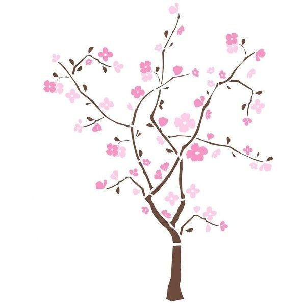 Цветущее дерево трафарет для стен