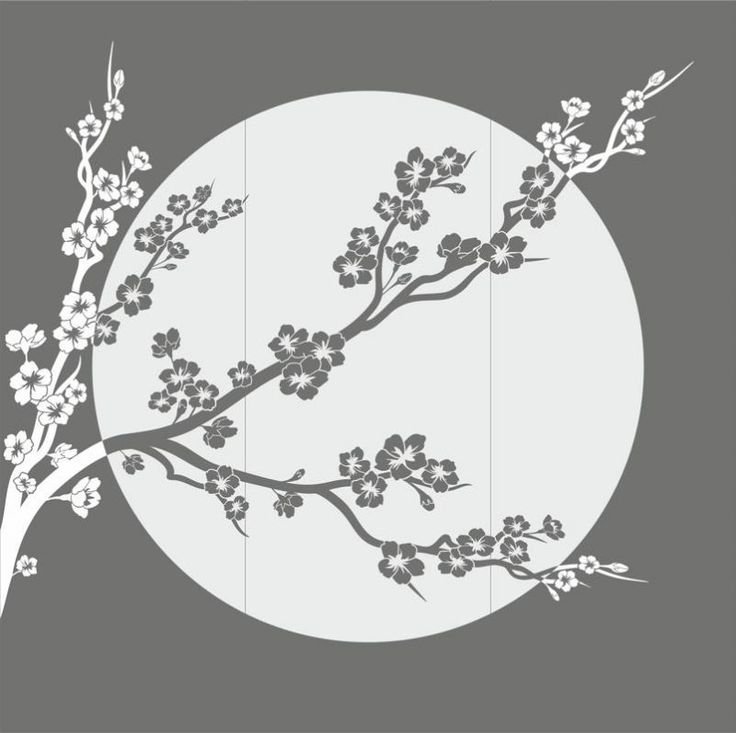 Трафарет ветки Сакуры на стену