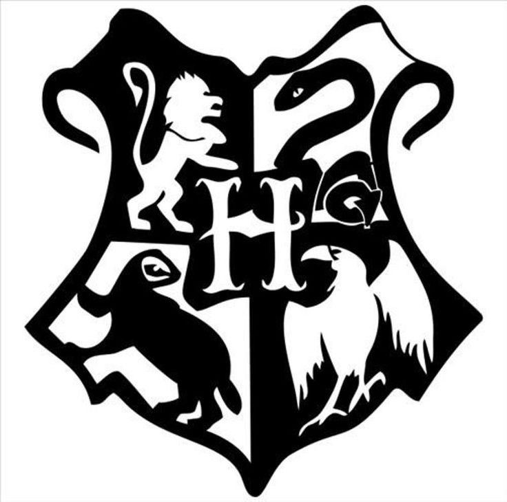 Герб Хогвартса из Гарри Поттера чб