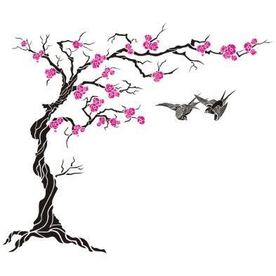 Трафарет ветки Сакуры на стену