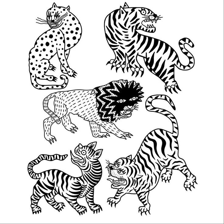 Тигр трафарет