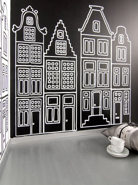 Трафарет города на стену