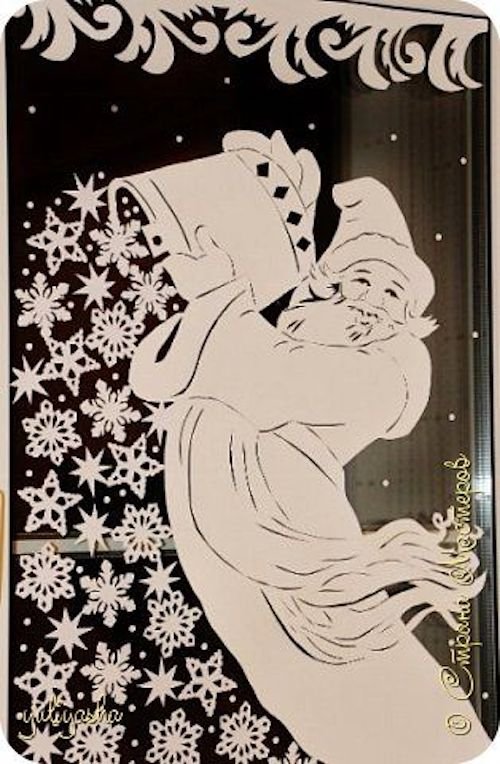 Дед Мороз с ведром вытынанка