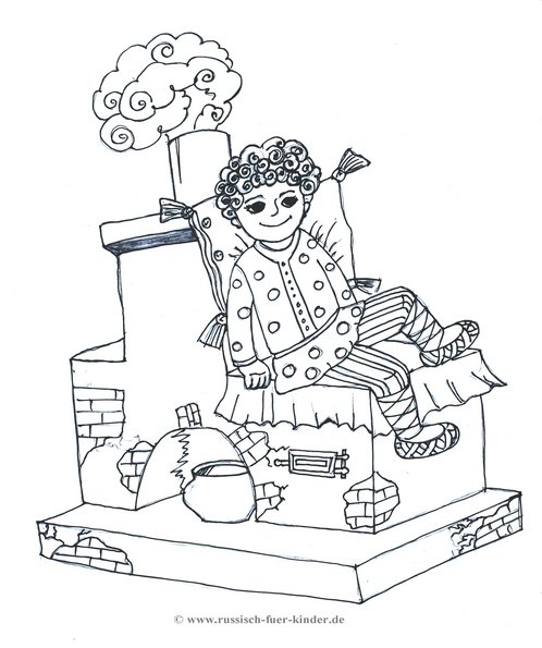 Емеля на печи картинки раскраски