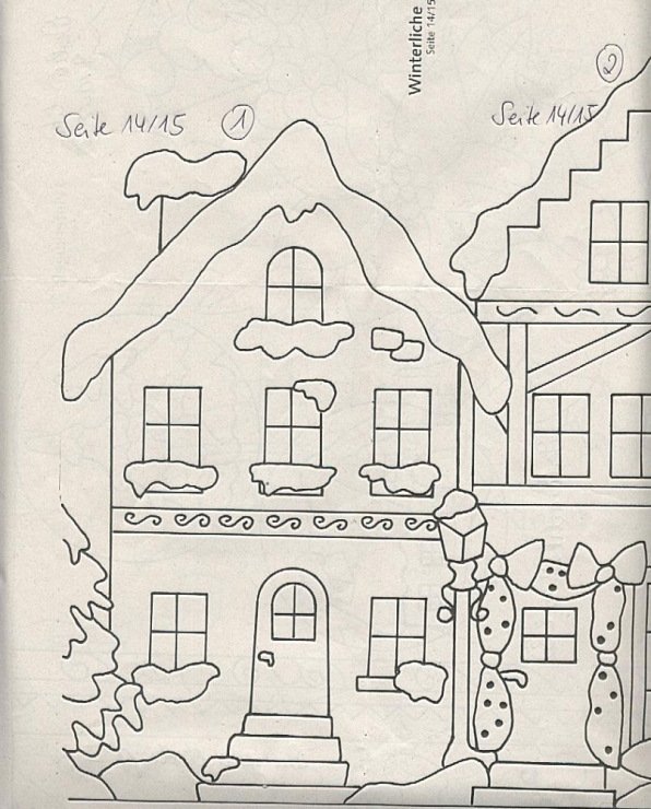 Витраж домики трафарет