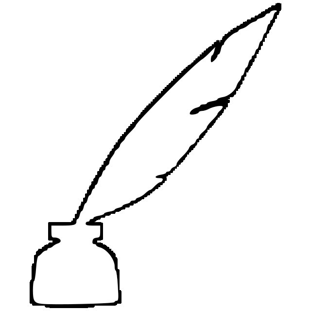 Трафарет перо с чернильницей