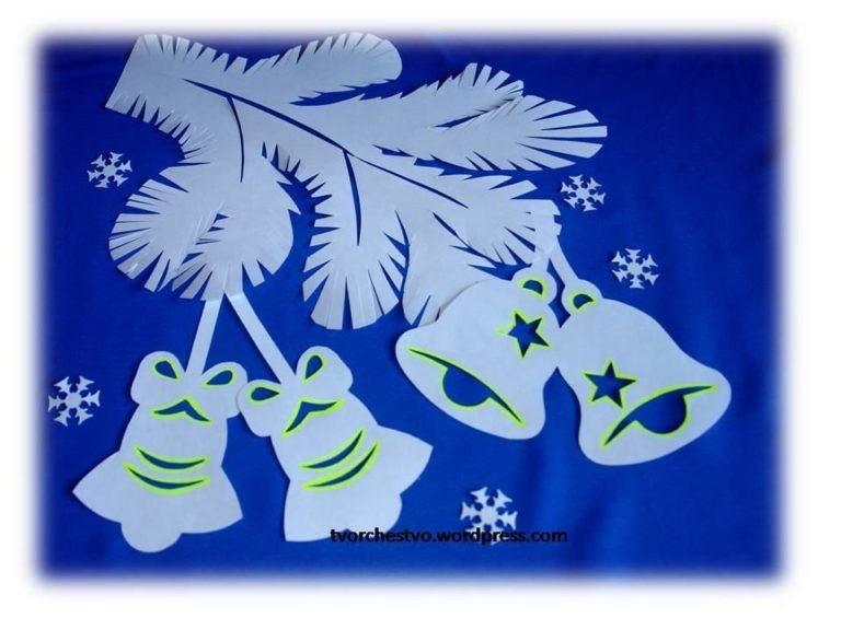 Новогодние цветные аппликации на окна