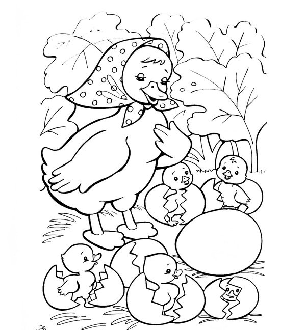 Раскраска Гадкий утенок из сказки Андерсена