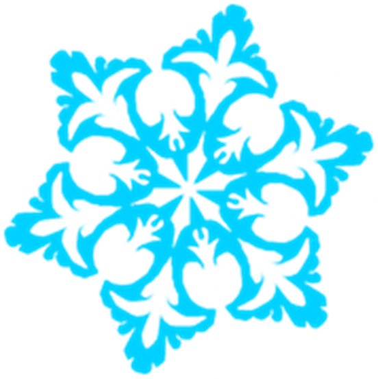 Голубые снежинки для вырезания