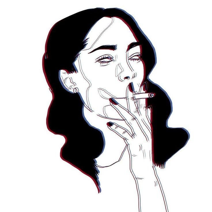 Курящая девушка рисунок
