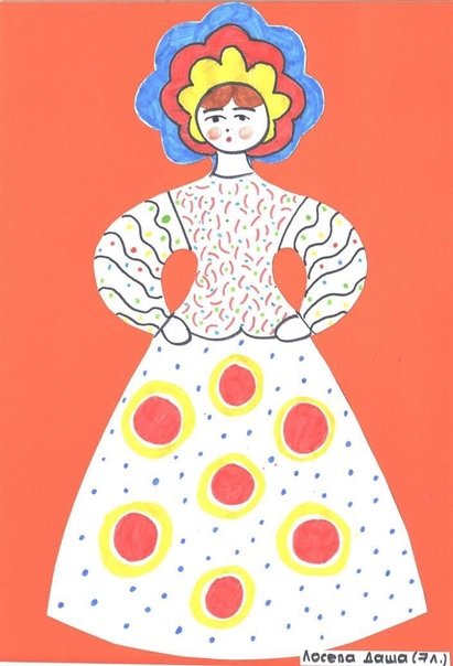 Дымковская игрушка рисование в средней группе барышня