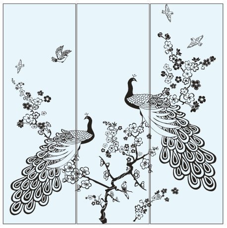 Трафарет Павлин на стену