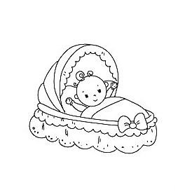Раскраска младенец в люльке