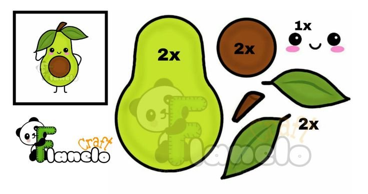 Выкройка авокадо из фетра