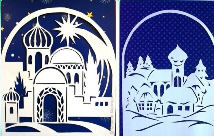 Трафареты на окна Рождество Христово