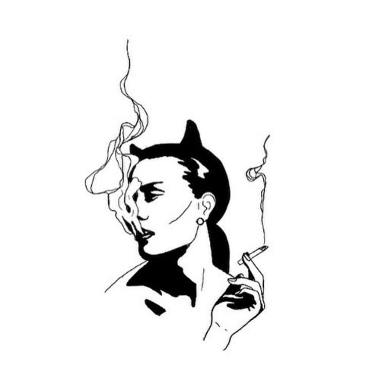 Девушка с сигаретой эскиз