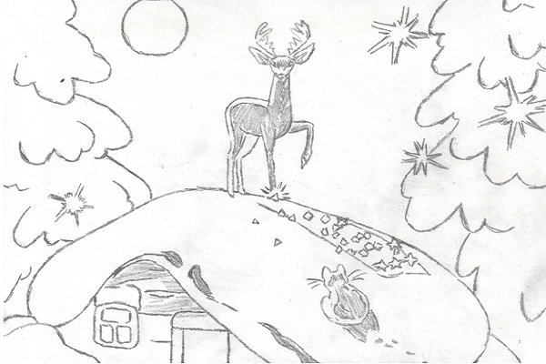 Рисунок к сказке месяц с небесного чердака карандашом