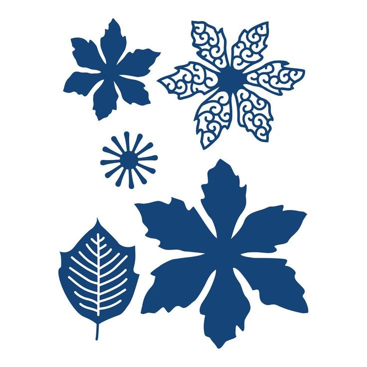 Рождественские цветы трафарет для плоттера