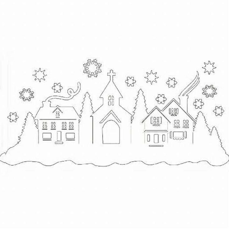 Трафареты на окна домики