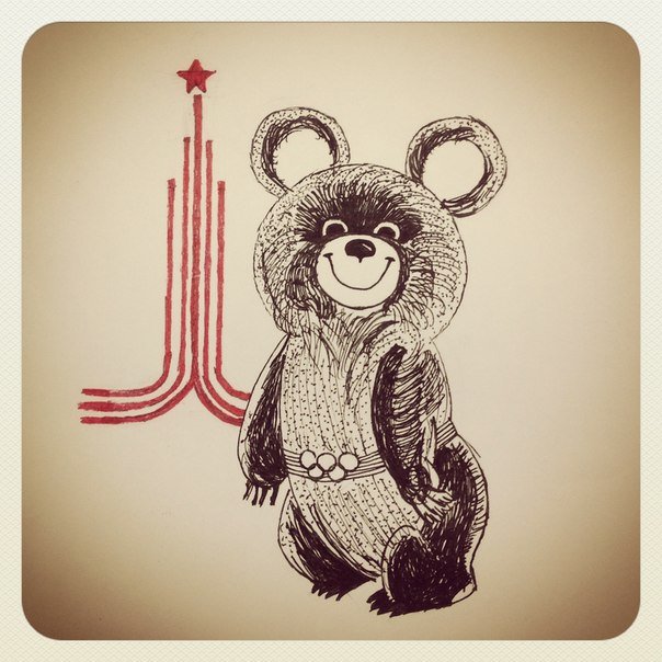 Олимпийский мишка 1980 на Олимпиаде