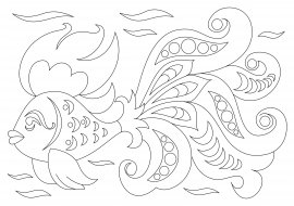 Золотая рыбка раскраска