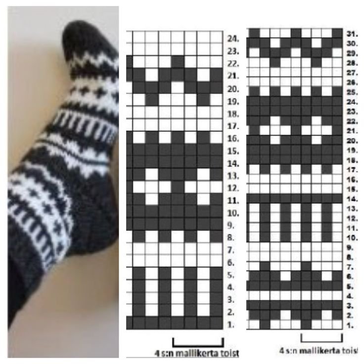 Ленивый жаккард для носков спицами