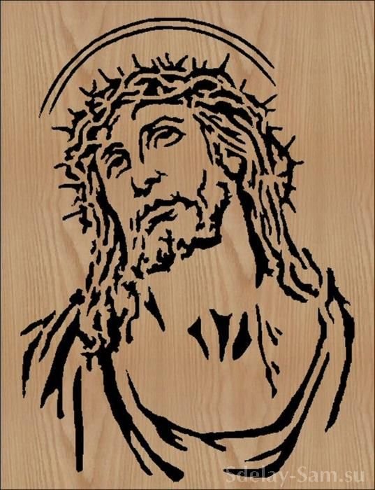 Пирография по дереву икона Иисуса Христа