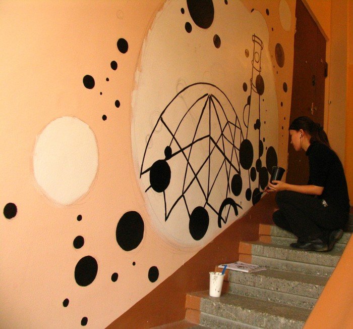 Роспись стен в доме культуры