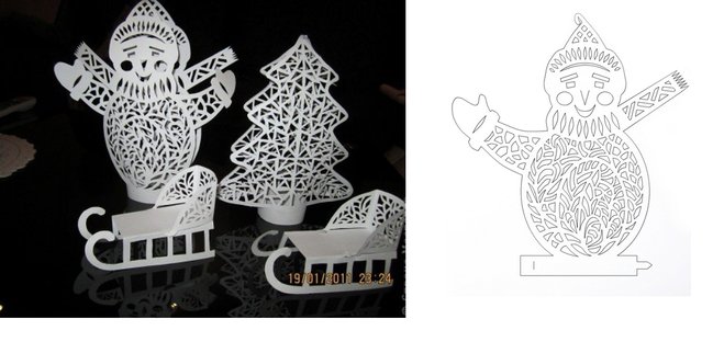 Ажурный Снеговик из бумаги