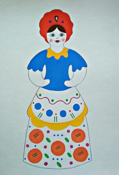 Дымковская игрушка роспись барыни