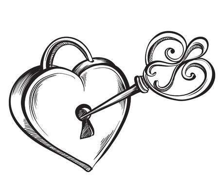 Замок в виде сердца эскиз