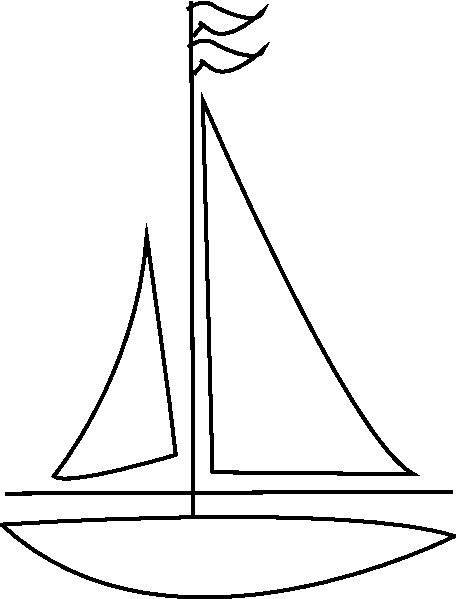 Трафарет кораблика с парусами