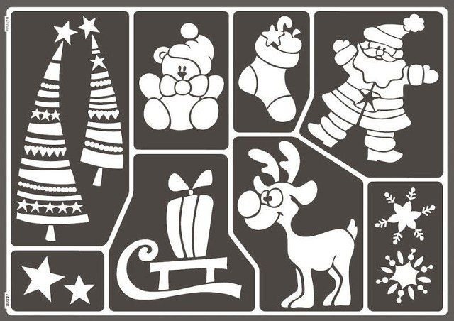Трафареты для рисования на стекле новогодние