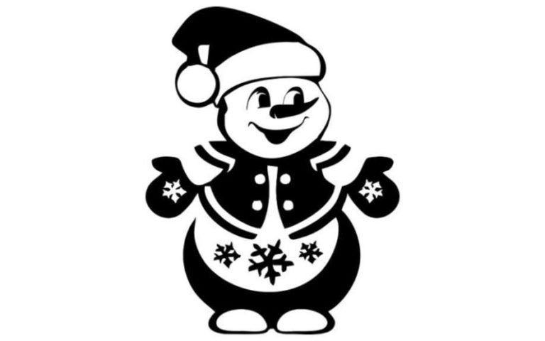 Снеговик трафарет