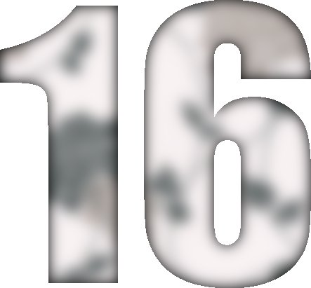 Цифра 16 трафарет