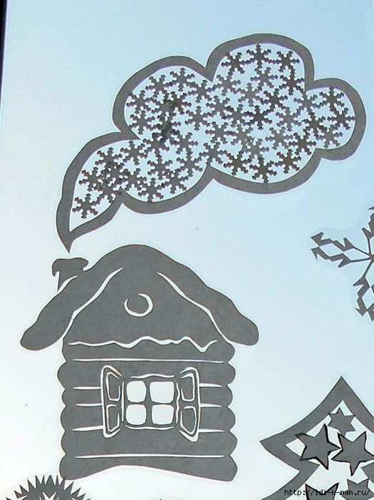 Трафареты на окна домики