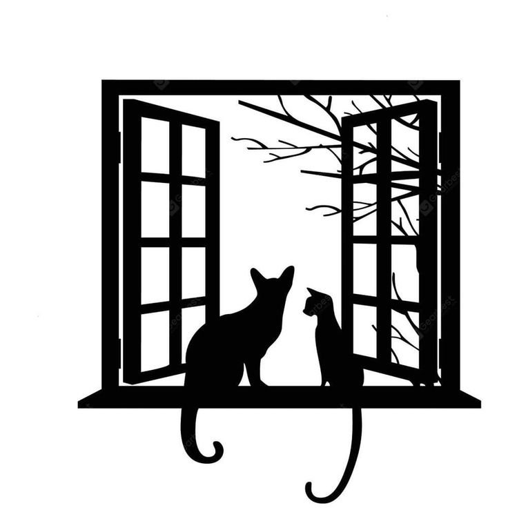 Силуэты кошек на стену